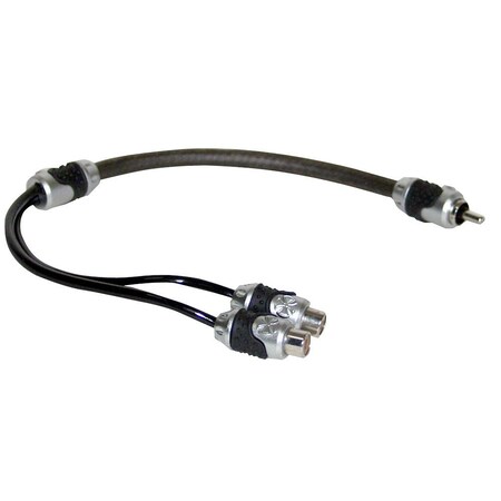 Brandx 1' Foot Black/ Silver Dual Female To Single Male Rca ''Y'' Adaptor XXLYFMSQ